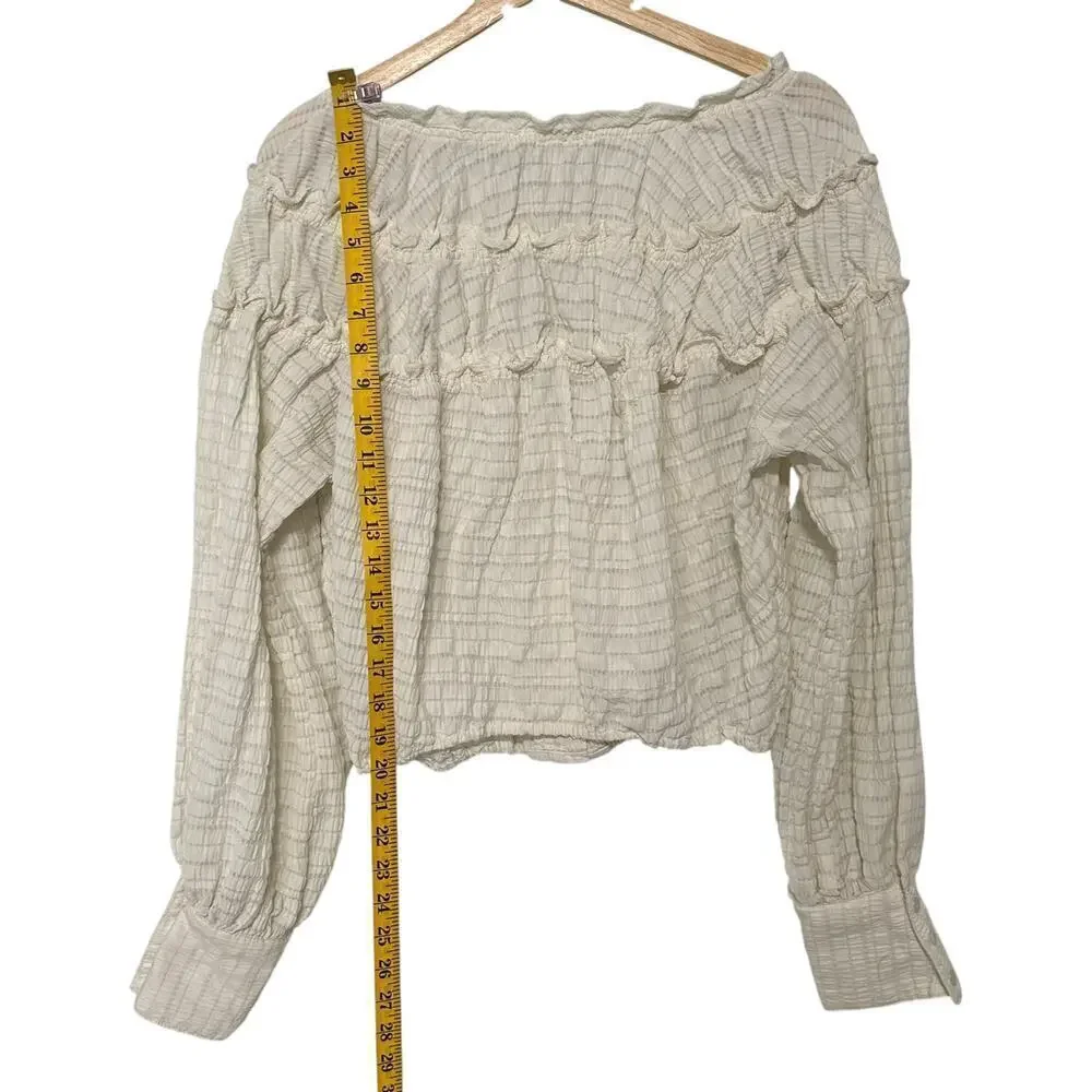 Free People Hailey Cropped Blouse in Ivory (M)